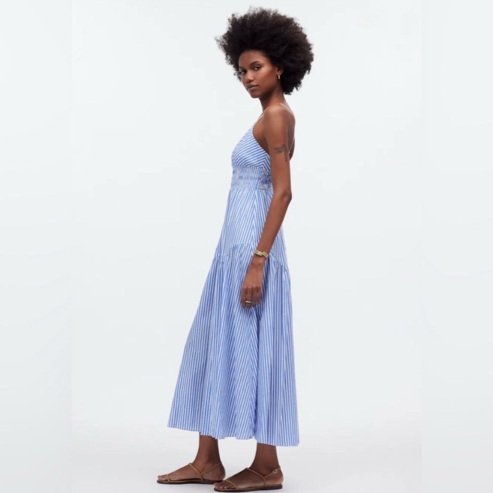 Madewell Blue and White Striped Midi Dress - Picture 2 of 12